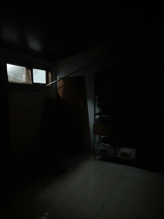 the view of a darkened room is shown in black