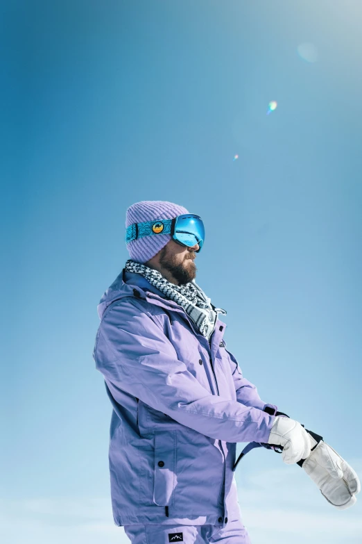 a person standing in the snow wearing skis