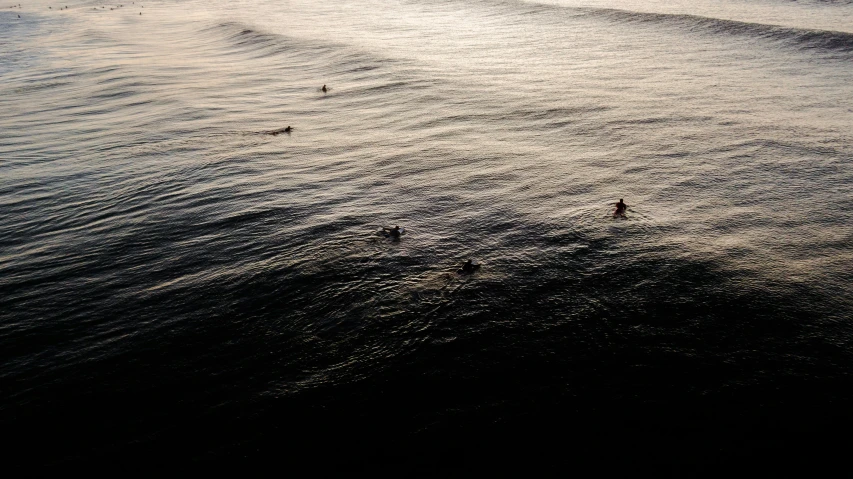 the three surfers are riding their boards in the ocean