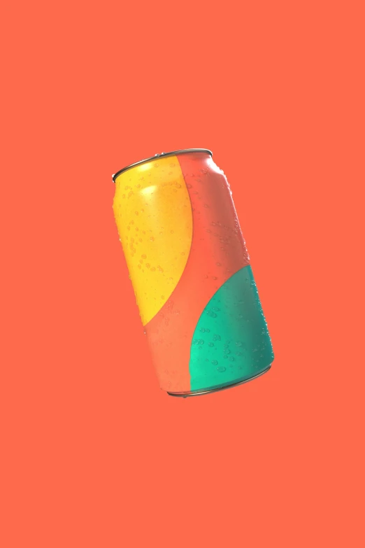 a drink can is shown in front of an orange background