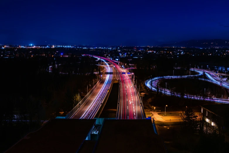 a night scene with city lights and street lights