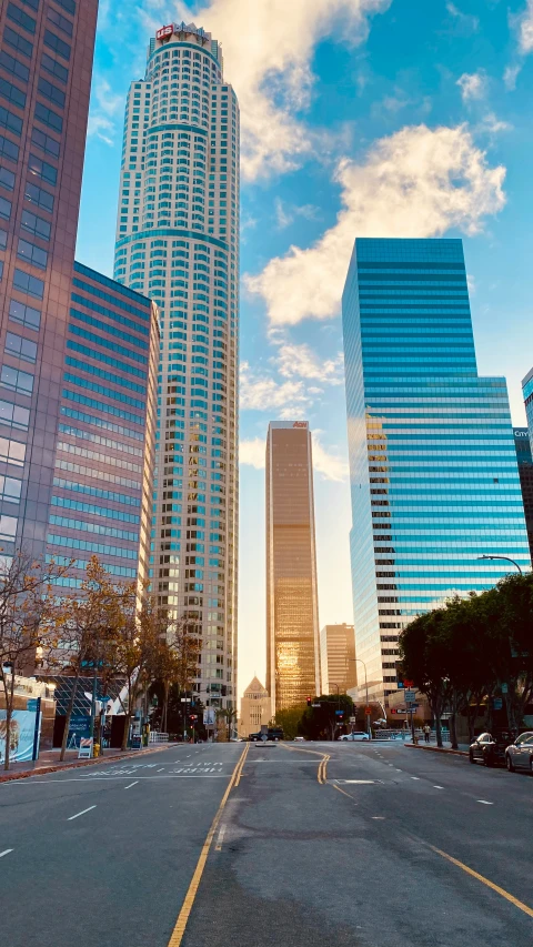 a city street with buildings on both sides