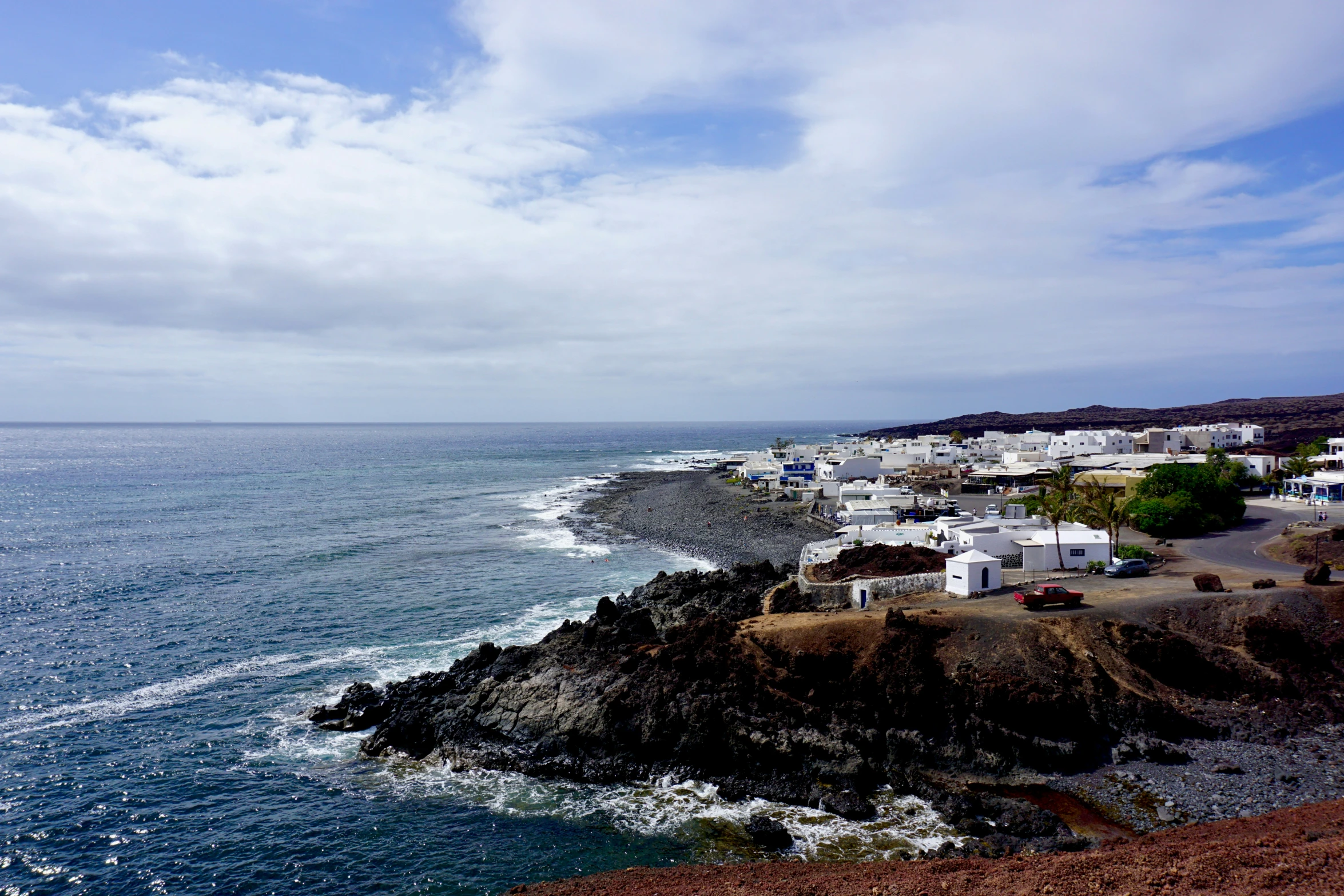 a village on the coast near the ocean