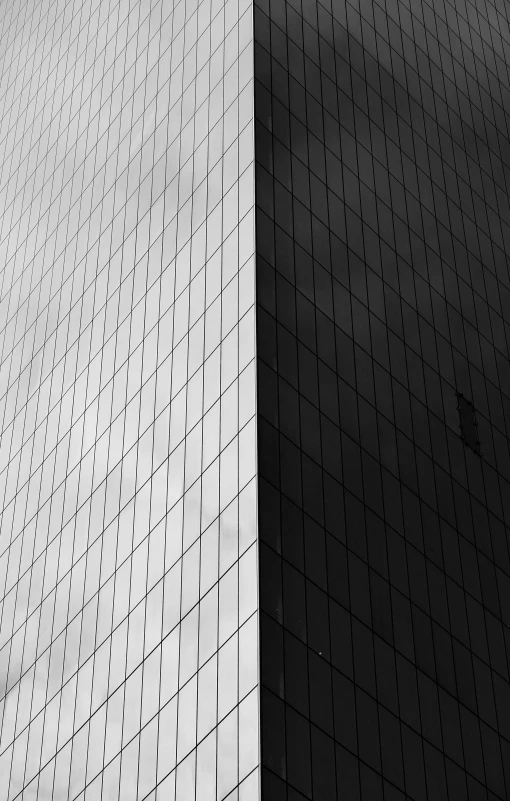 a black and white po shows a very tall building