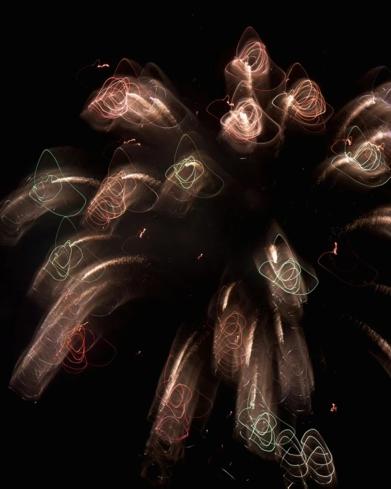 fireworks exploding with long exposure in night time