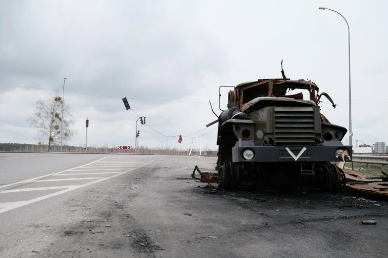 a large dump truck that is sitting in the middle of the road