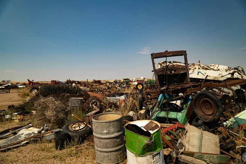 a group of junk piled up and stacked on top of each other