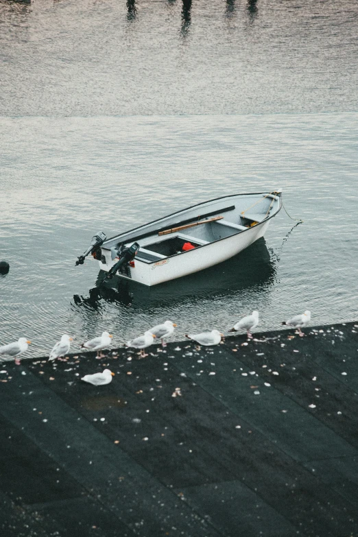 a white boat that is in the water