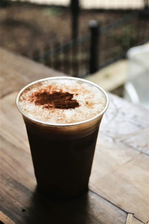 a cappuccino that is sitting on a table