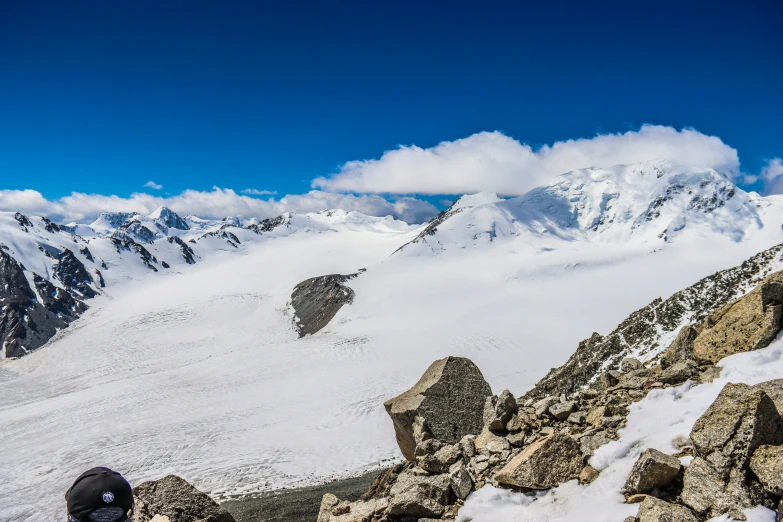 snow covered mountains that are in the distance