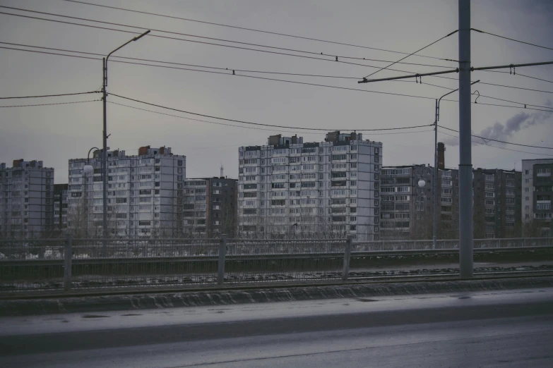 several buildings are pictured across from each other