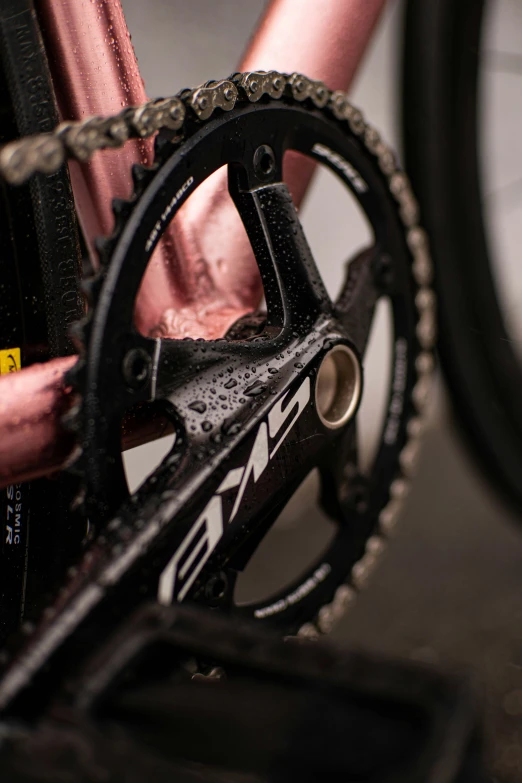 the bike has chains on its front wheel