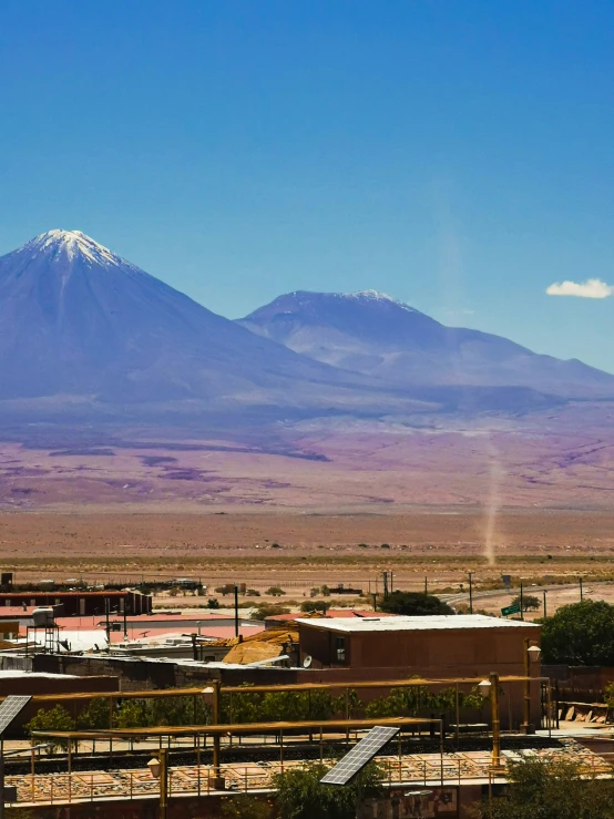 a mountain with a snow - capped peak in the distance