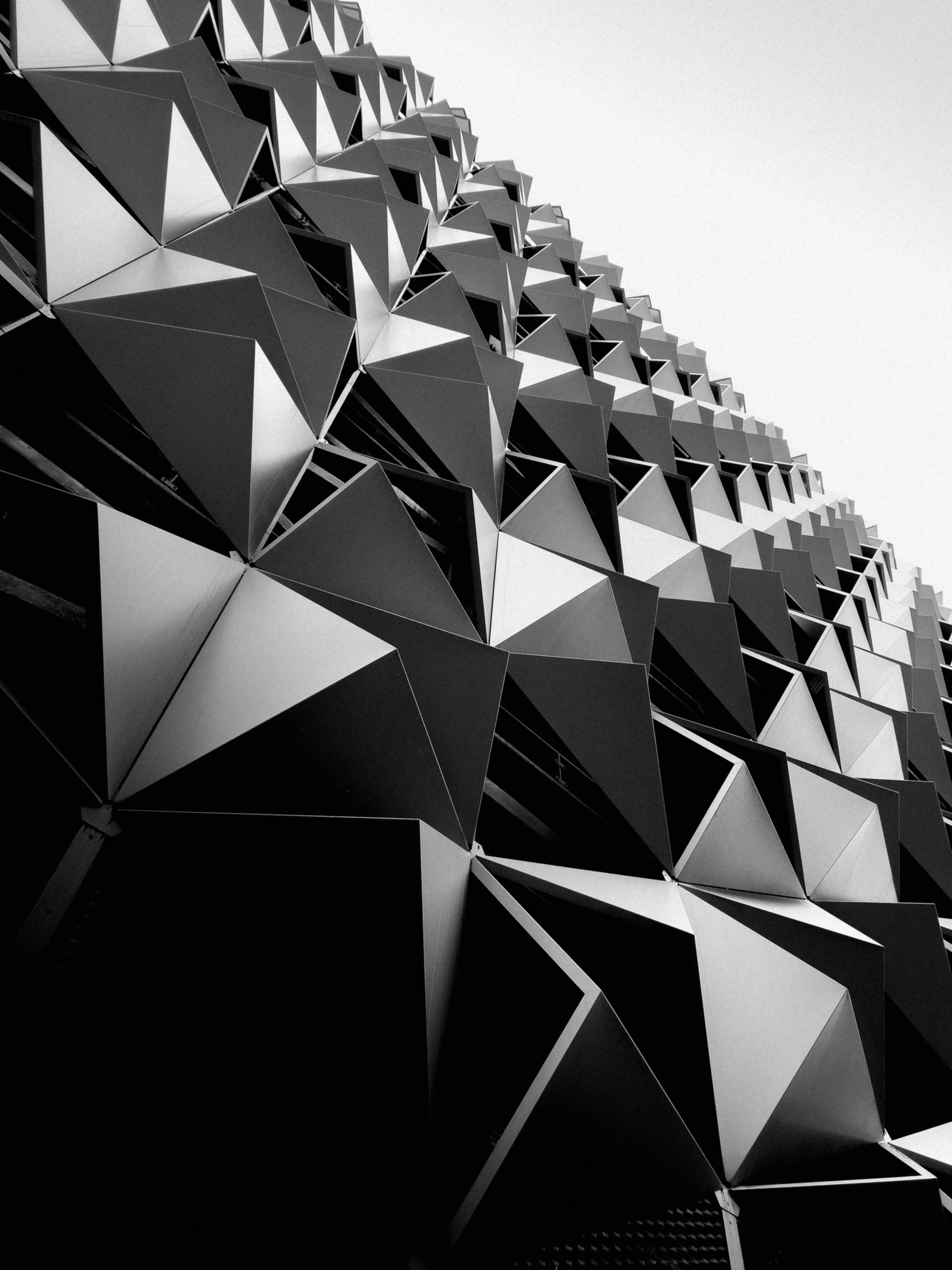 black and white po of many triangular objects