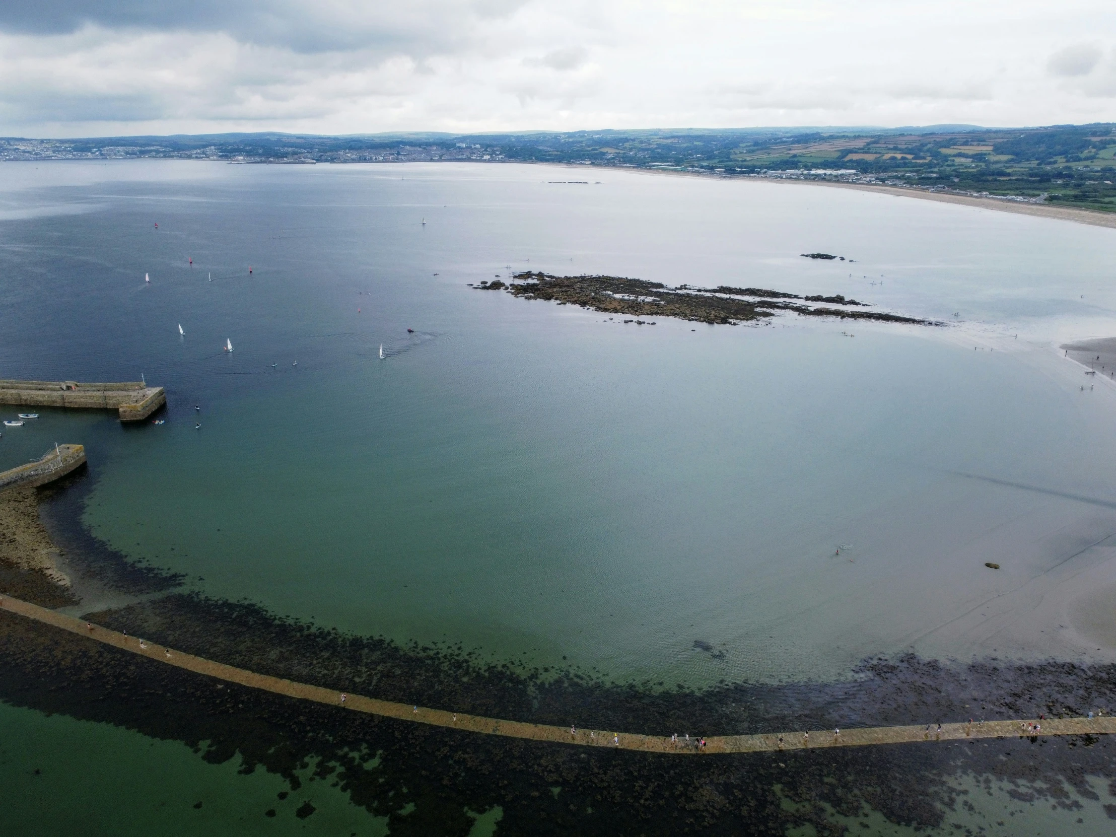 a big body of water surrounded by a lot of land