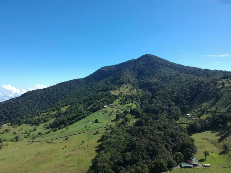 an area in the middle of some trees with a hill