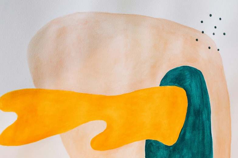 an abstract painting shows the body's side with green and orange colors