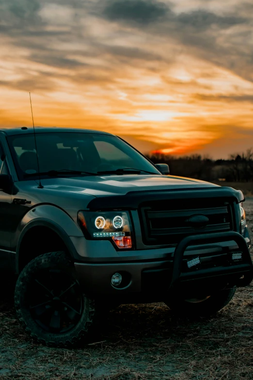 the front end of a large pickup truck