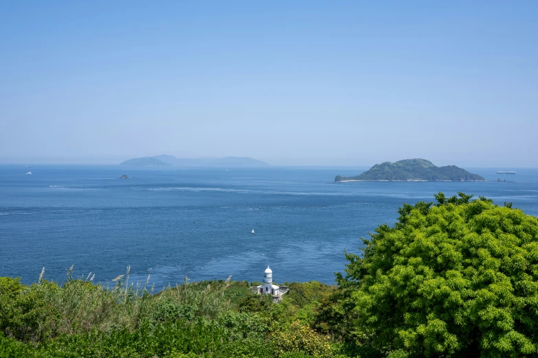 a view of a body of water near an island