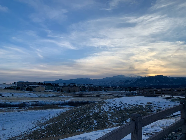 the sky over the farm during winter time