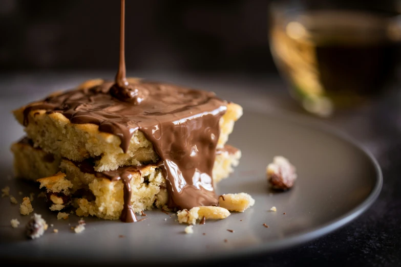 this chocolate covered pastry is a bit crumbped