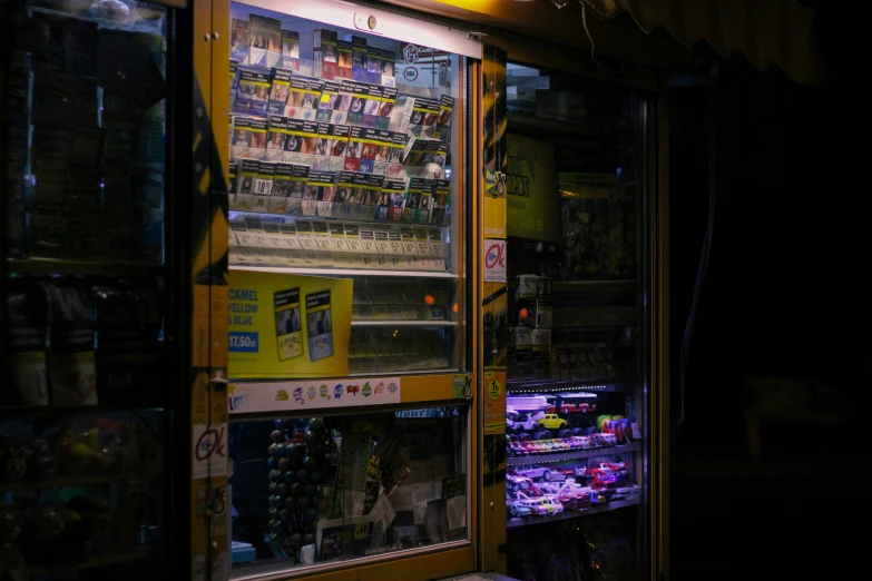 a large vending machine sitting on the side of a road