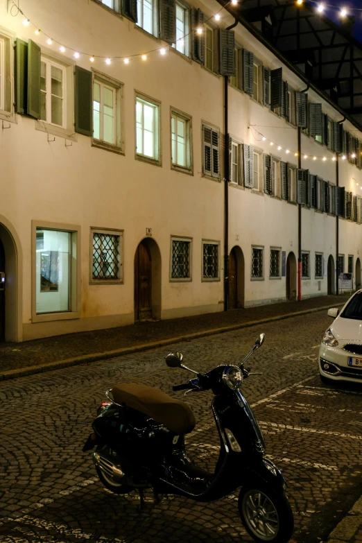 a motorcycle parked on the side of a street