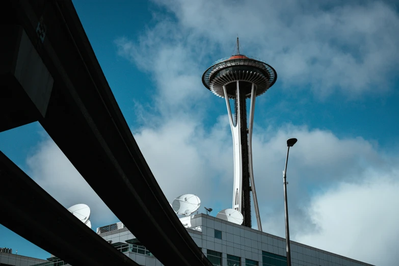 the space needle is on the far side of the po