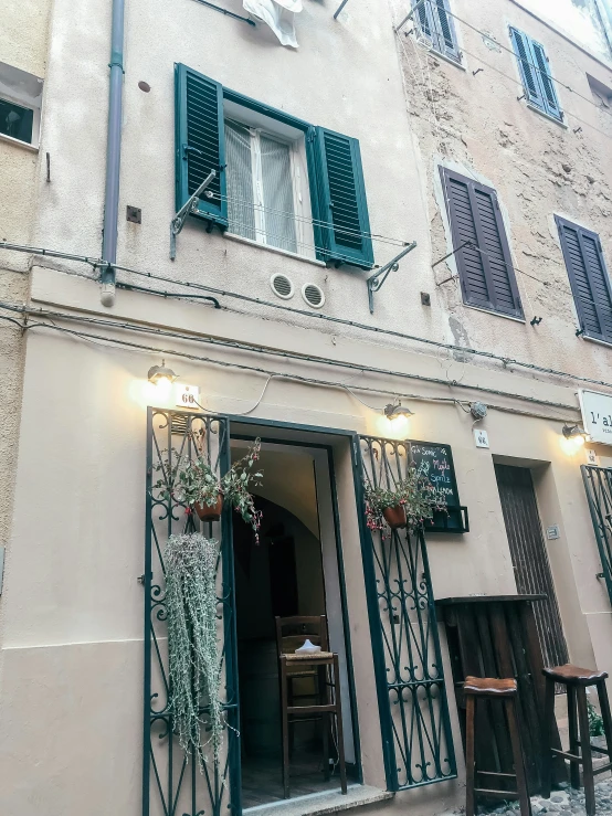 a street view of the entrance to a bar