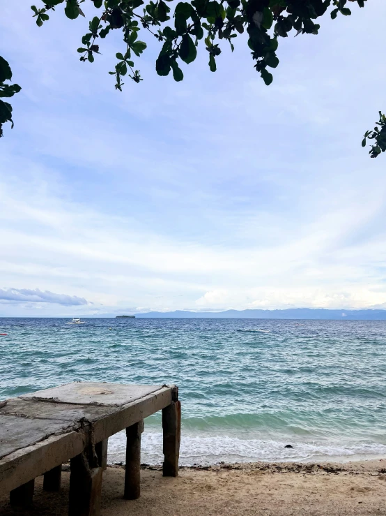 some wooden posts laying in front of the water