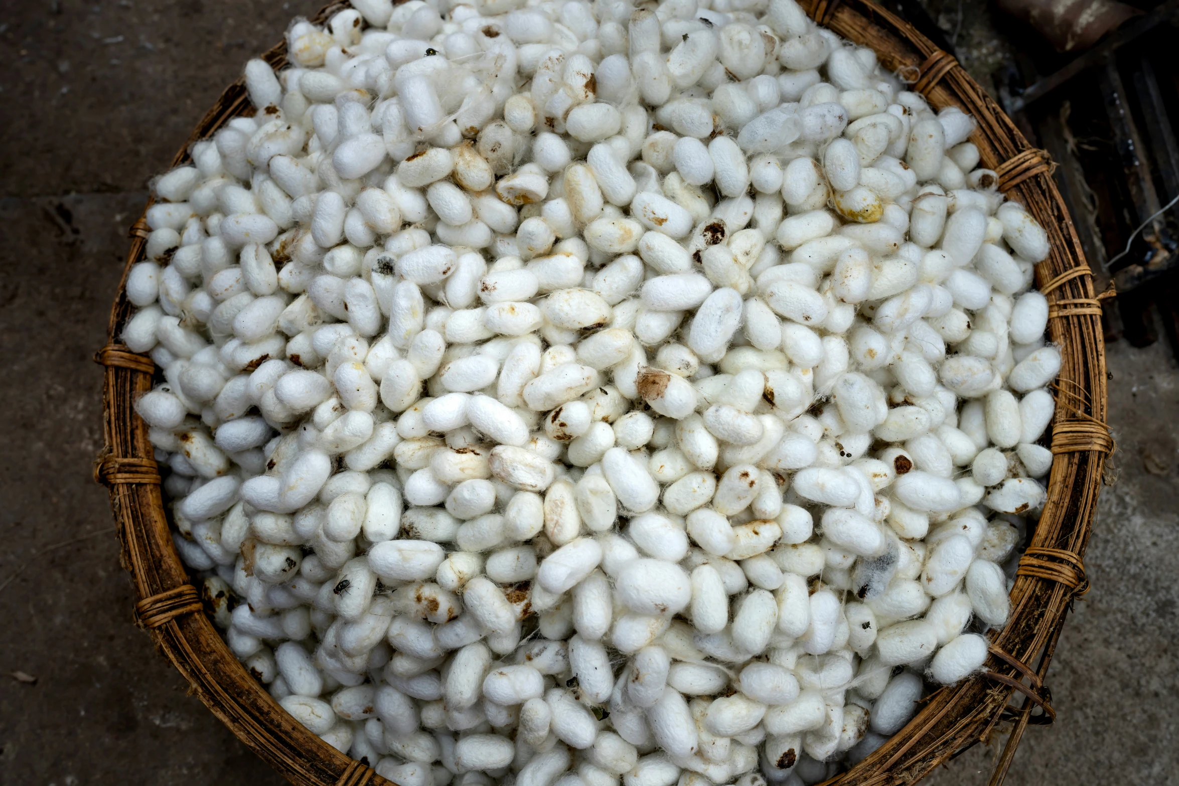 a basket filled with lots of white stuff