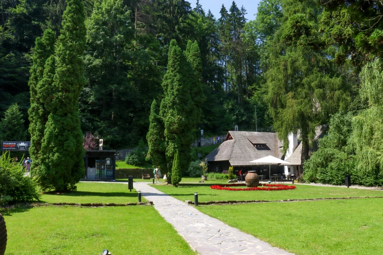 the path passes in front of a house