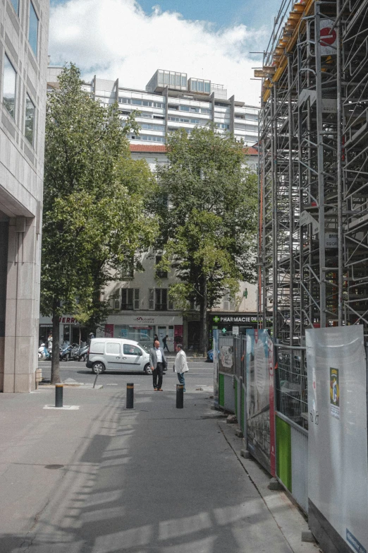 an urban street in the city during a sunny day