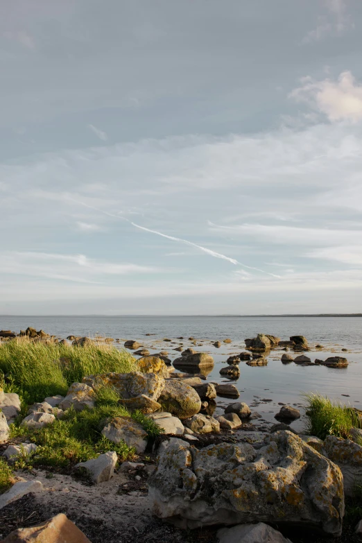 the land and rocks in the water are very rocky