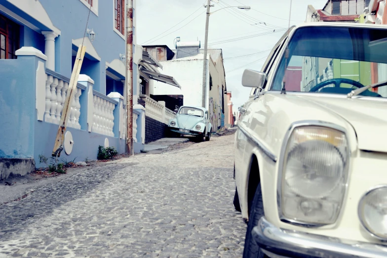 a car parked on the side of a street