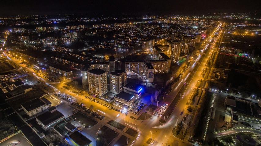 an aerial s of a night city