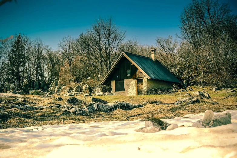 there is snow on the ground and dirt on the ground