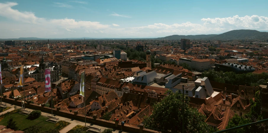 a city view of the mountains and streets