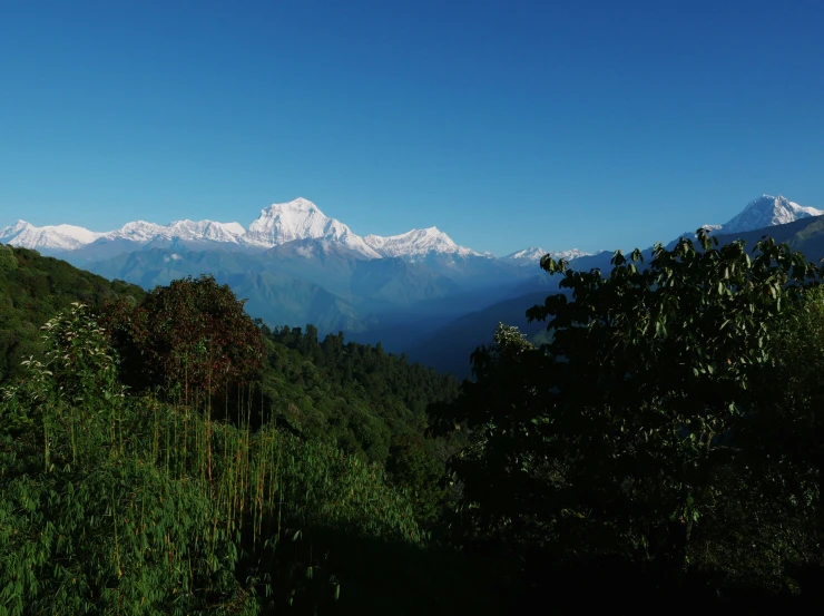 the mountains are seen from an overlook point