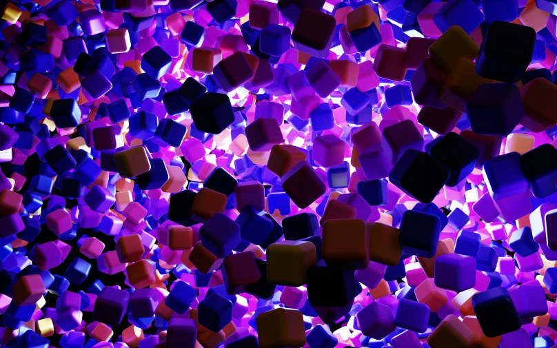 a group of purple and red blocks of colored glass