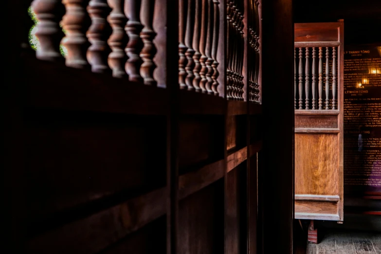 an empty room with stairs leading up to it