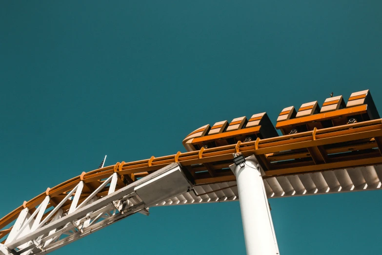 a close up view of an amut park roller coaster