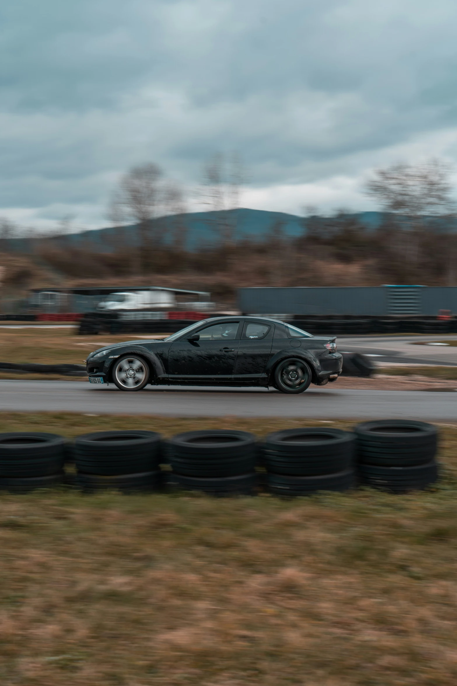 a car moving on the track while it is blurred