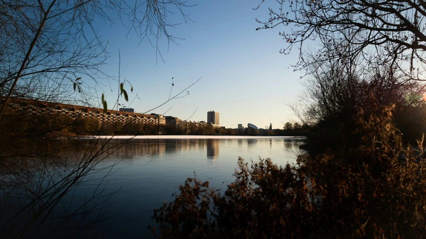 the trees are starting to grow at the edge of the lake