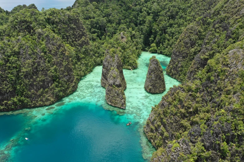 beautiful lagoon in the middle of tropical forest