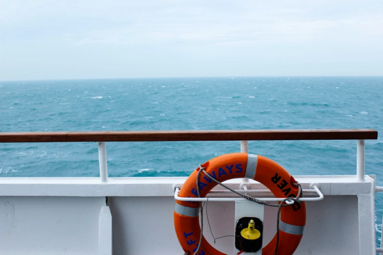 a life preserver hanging from the front of a boat