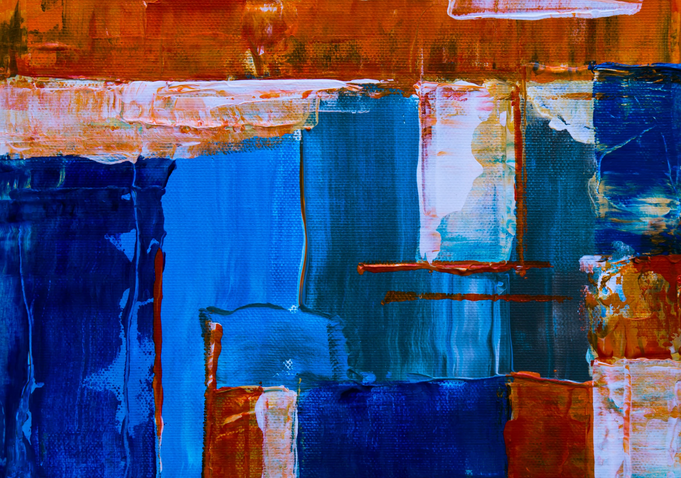 a painting of an orange and blue area