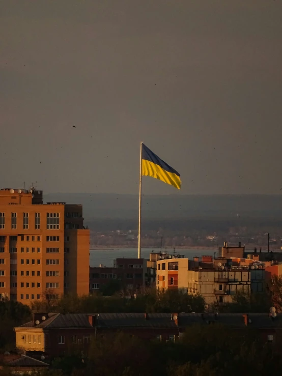 a view of the european flag in the foreground