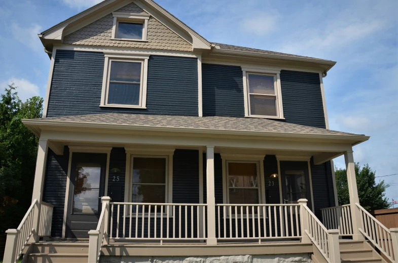 the house has two stairs up to its roof