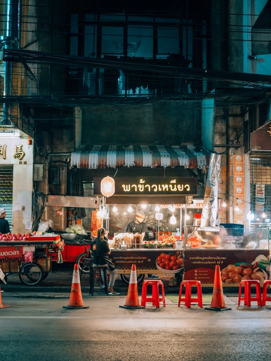 there is an open market in an asian city